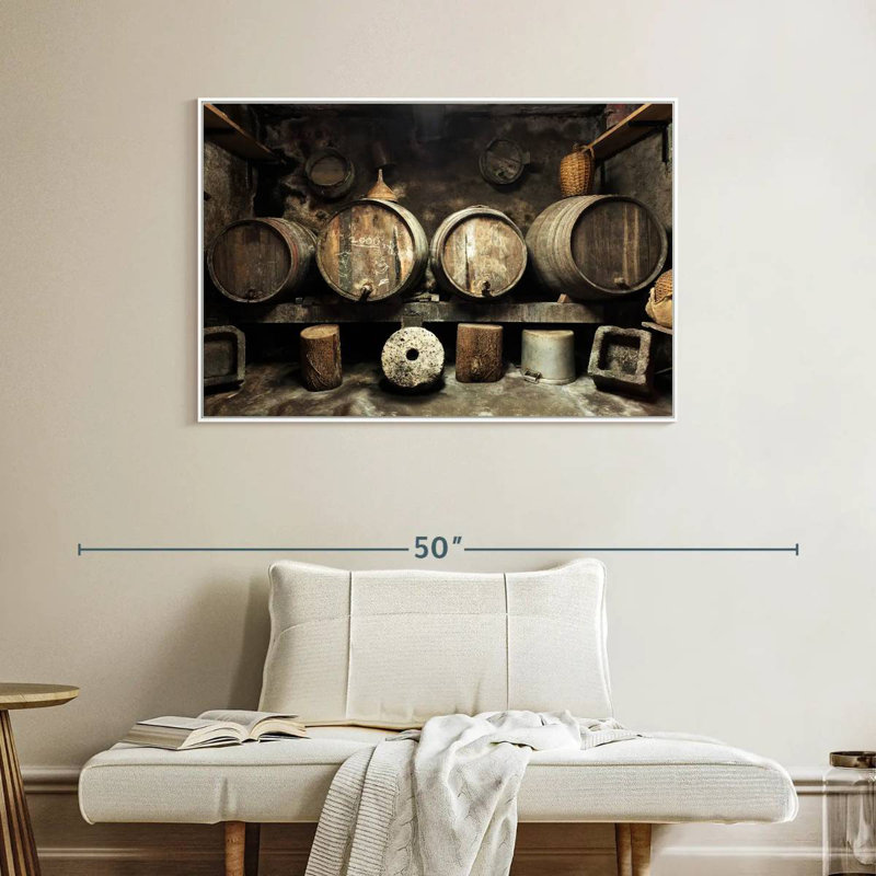 Vieille cave à vin, Cadre flottant blanc, 40 po x 27 po