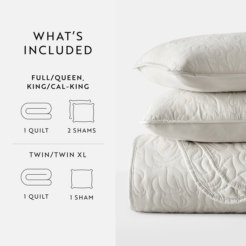 Natural Microfiber King Reversible Quilt Set with Shams