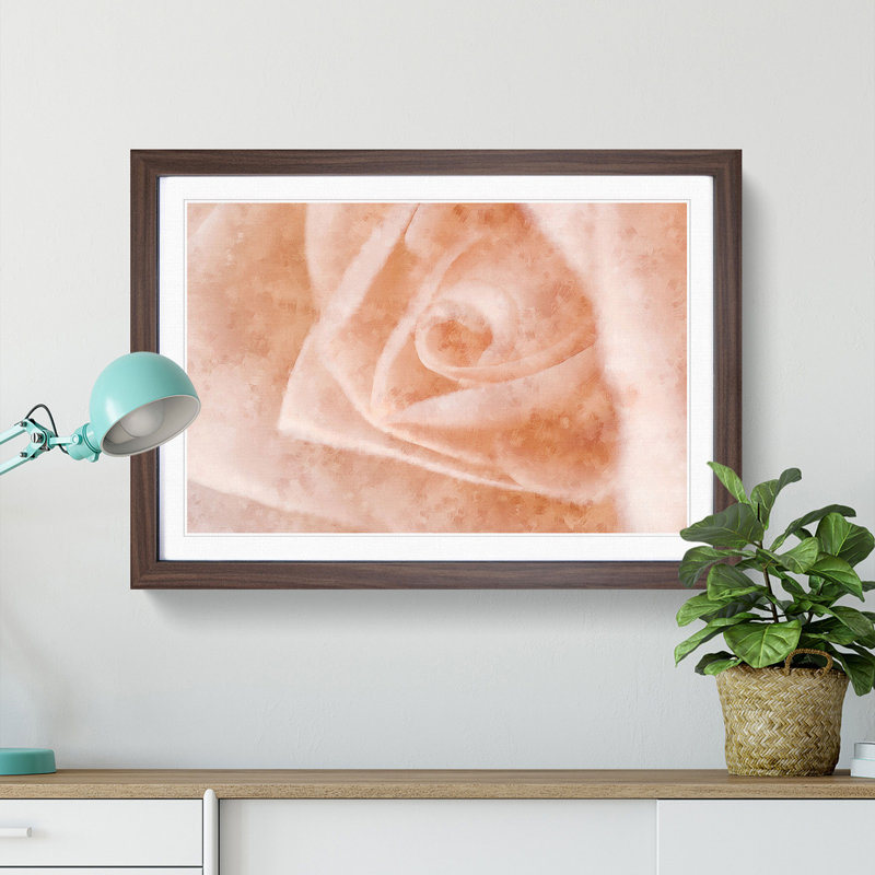 Light Pink Rose - Picture Frame Graphic Art Print, 62cm H x 87cm W x 2cm D, Walnut Framed