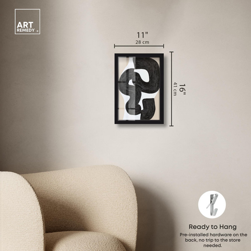Impression «Shadowbox» de formation III, art minimaliste noir par Art Remedy, Noir, H 16 po x l 11 po