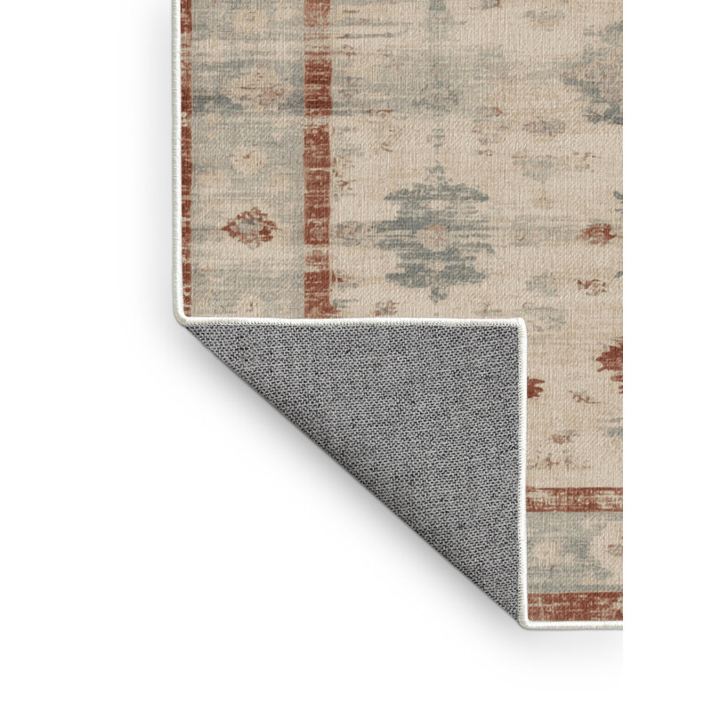 Machine Washable Overdyed Beige Area Rug, Square 5'
