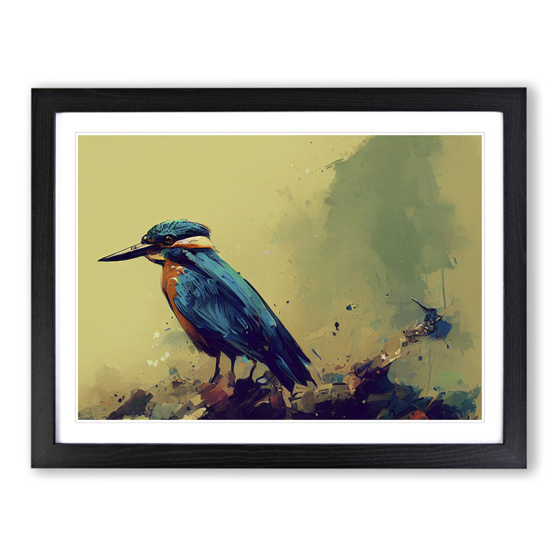 Kingfisher Bird Vol.8 - Framed Print, 46cm H x 64cm W x 2cm D, Black