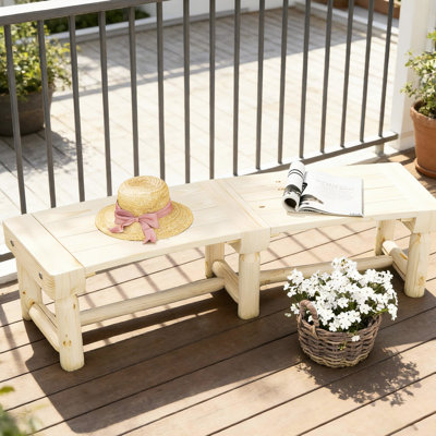 Banc d'extérieur en bois pour terrasse et balcon, siège à lattes, bois de sapin massif, charge maximale de 300 kg, idéal pour les arbres ronds, terrasse ou jardin, profondeur d'assise de 148 cm, construction en bois, finition imperméable