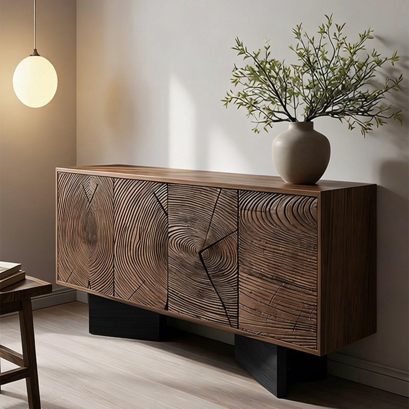 Buffet rétro en bois manufacturé brun-noisette, 55.12