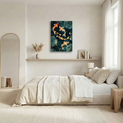 «Gallery Wrap», art mural sur toile pour le salon, la chambre à coucher, le bureau ou le vestibule - décoration murale décorative avec poisson Koi