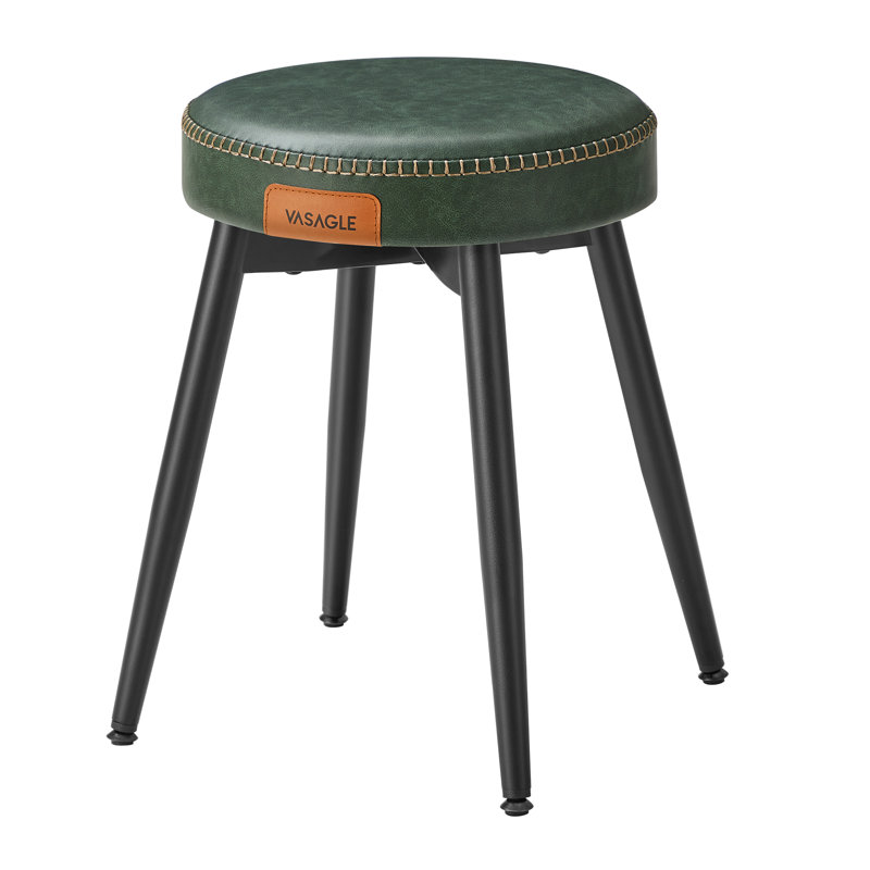 Cantrall Upholstered Leather Bar Stool with Steel Frame, Green, 1