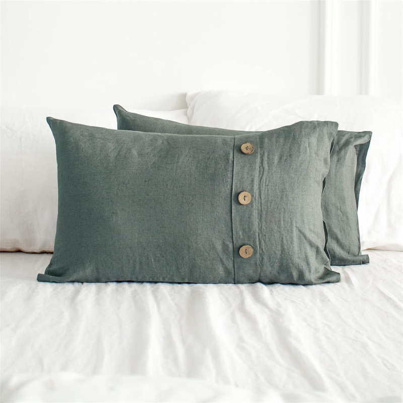 Housse de coussin 100% lin 12 x 20 pouces, Vert Cushing