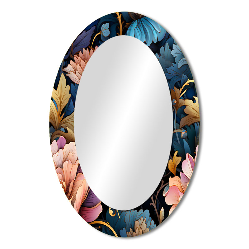 Victorian Nouveau Elegance Victorian Pattern - Floral Mirror, Cottage Unique Wall Mirror, Printed Metal Art, 36" H x 24" W