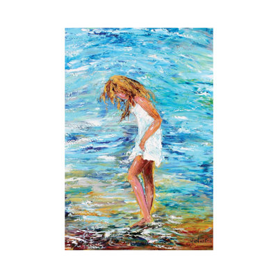 Girl On Beach by Karen Tarlton - Wrapped Canvas Painting