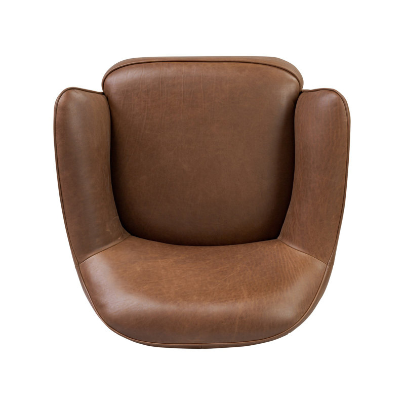 Bethany Swivel Chair-Alcala Wheat, Dulane Mahogany Genuine Leather
