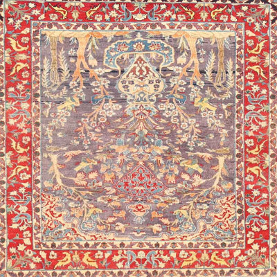 Tapis traditionnel orange / bleu