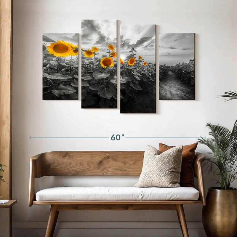 Alvord Path Through The Sunflower Field, 32" H x 52" W