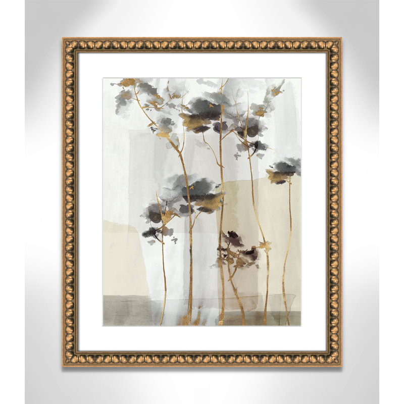 Impression Golden Zen II par Eva Watts, L 22,5 po x H 26,5 po, Matted Print, Perles de feuilles dorées