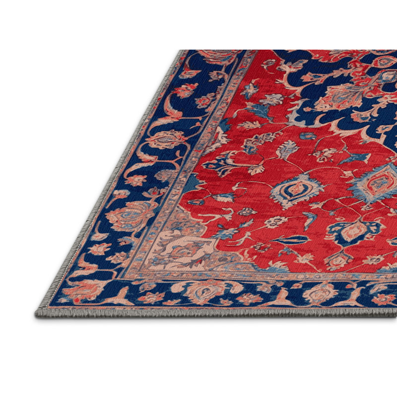 Tapis brun Tabriz lavable à la machine, Carré 6 pi