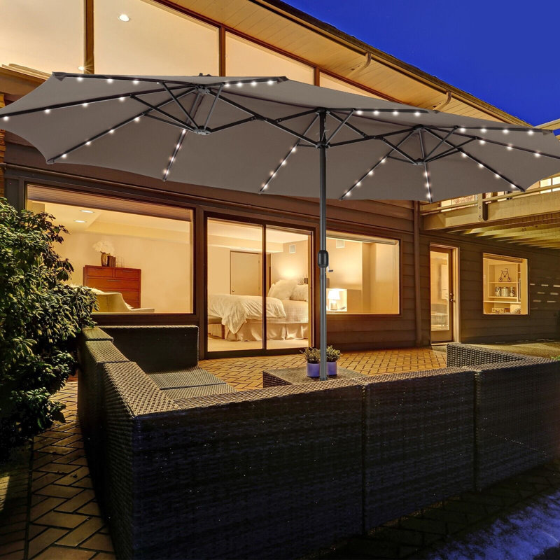 450cm Lighted Balcony Parasol, Brown