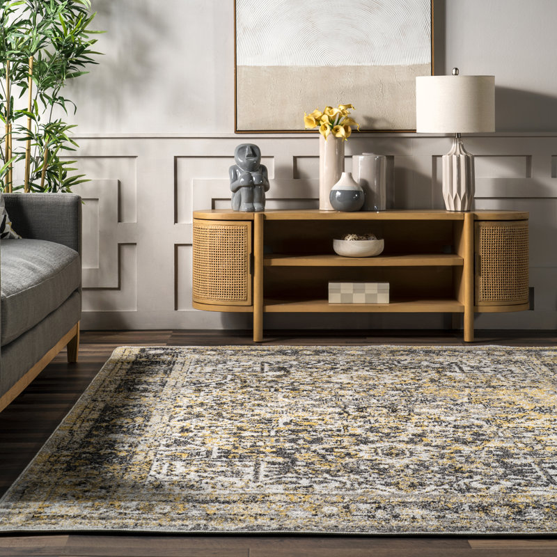 Dolezal Gold Area Rug, Rectangle 4' x 6'