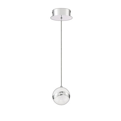 Modern MYSTYKE 1-Light LED Pendant With Acrylic Globe - Adjustable, Dimmable, 3000K