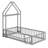 Twin Size House Floor Bed With House-shaped Headboard Clothes Hanger Without Slats White-2049237417