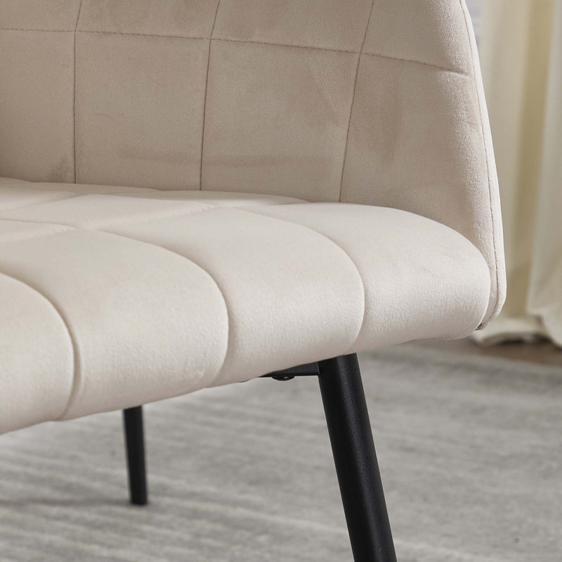 Kilduff Velvet Upholstered Dining Chair with Armrests, Crème, crème, 2