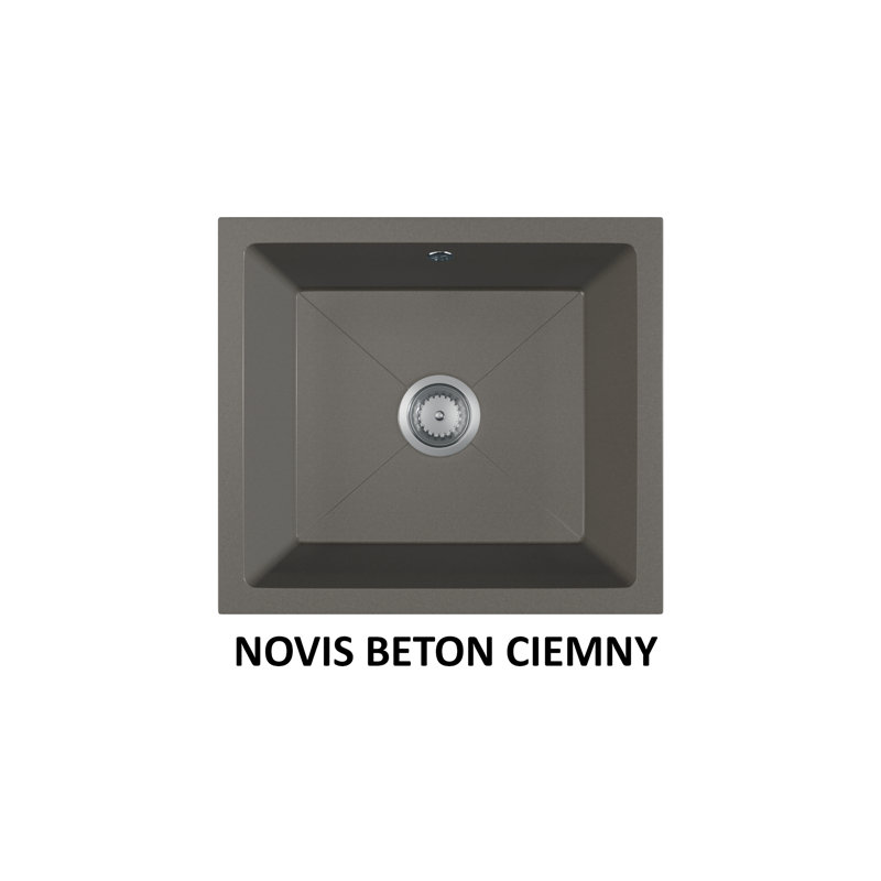 Belfry Kitchen Myers 405mm W Single Bowl Granite Composite Kitchen Sink 0, Dark Concrete