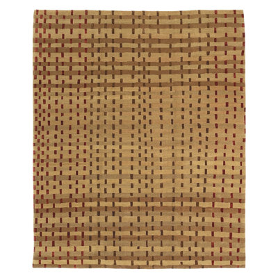 Rag Striped Area Rug in Beige/Brown/Red