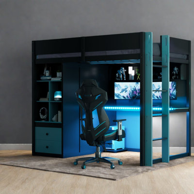 Lits de rangement multifonctionnels, mezzanine en bois massif avec bureau, maison moderne