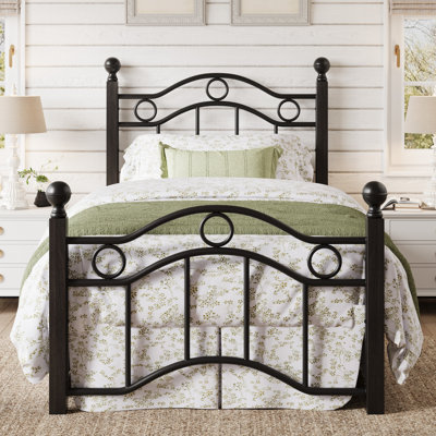 Heavy Duty Metal Bed Frame with Elegant Arched Headboard, Classic Style