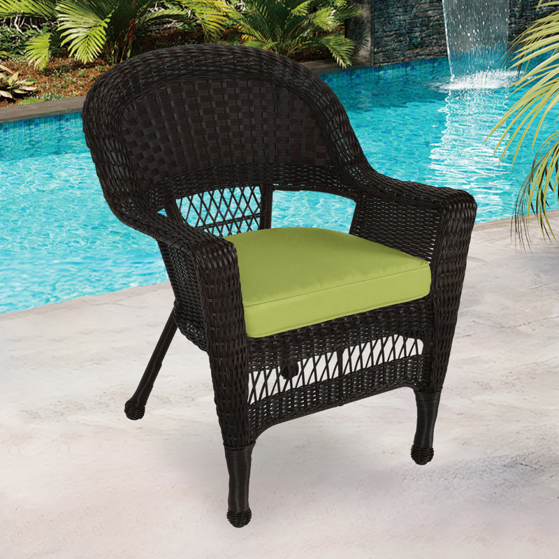 Chaise de patio avec coussins Arliss, Espresso, Vert
