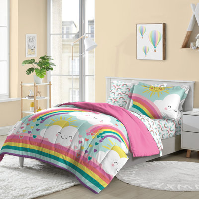 Dream Factory Rainbow Flare Rainbow Microfiber Reversible Modern & Contemporary Comforter Set