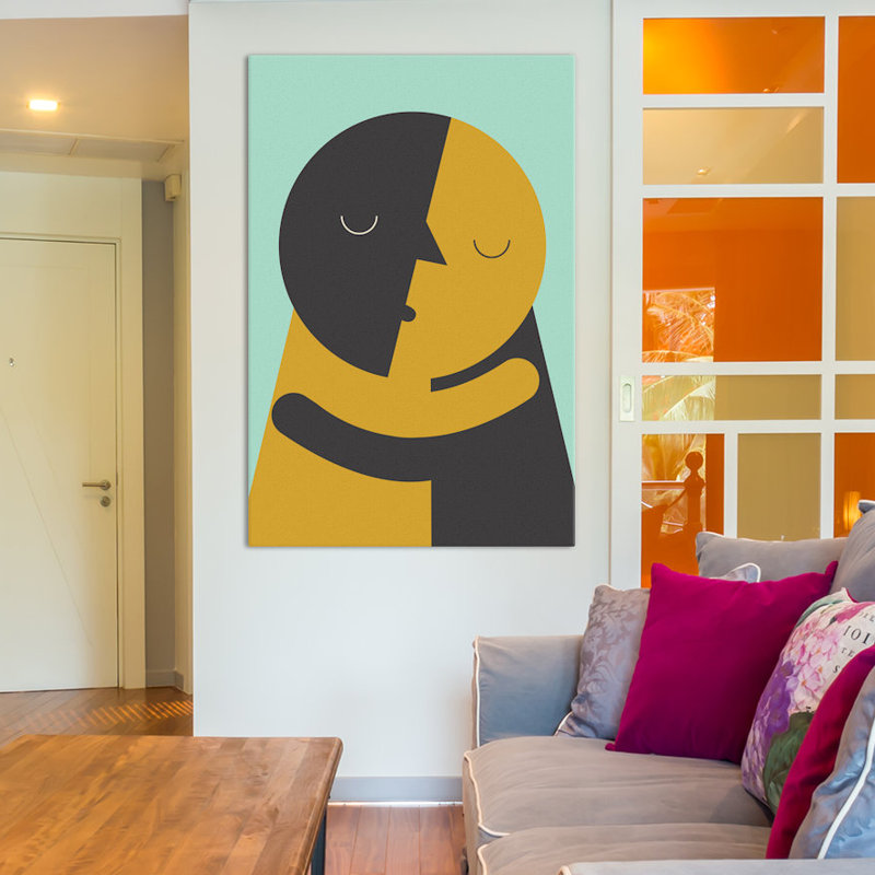 «Kiss» par Flatowl, impression sur toile tendue, H 40 po x l 26 po x P 1,5 po, Toile tendue, Pas de tapis