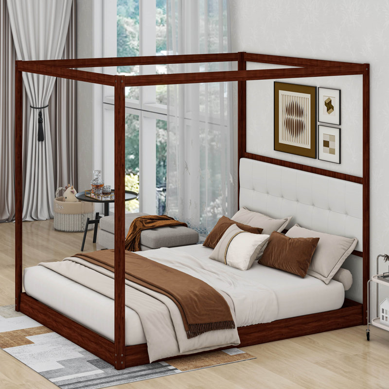 Arison Queen Size Wooden Canopy Platform Bed