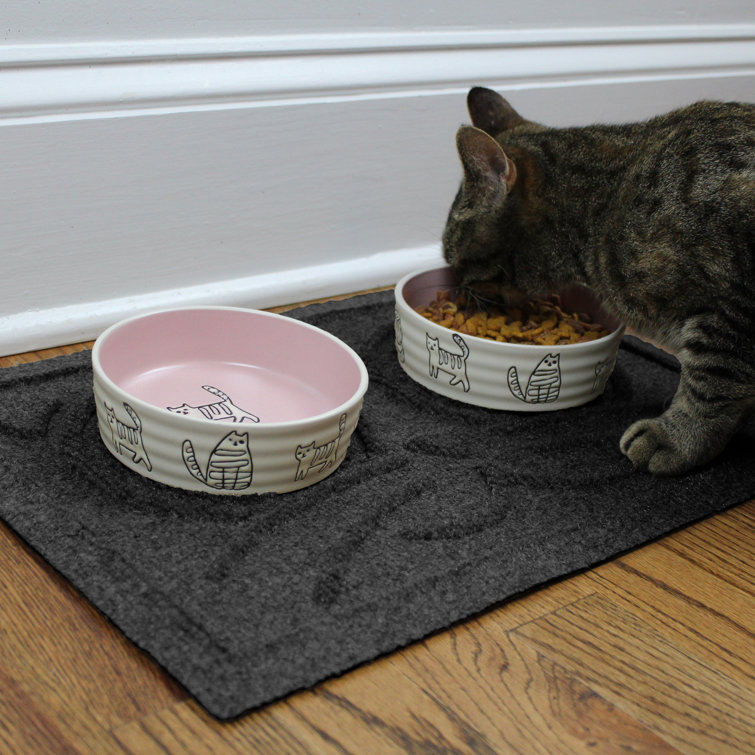 Cat Bowl Mat Made in USA Cat Water Mat Cat Food Mat Cat Placemat Cat  Feeding Mat Paw Prints Washable, Waterproof Pet Mat 