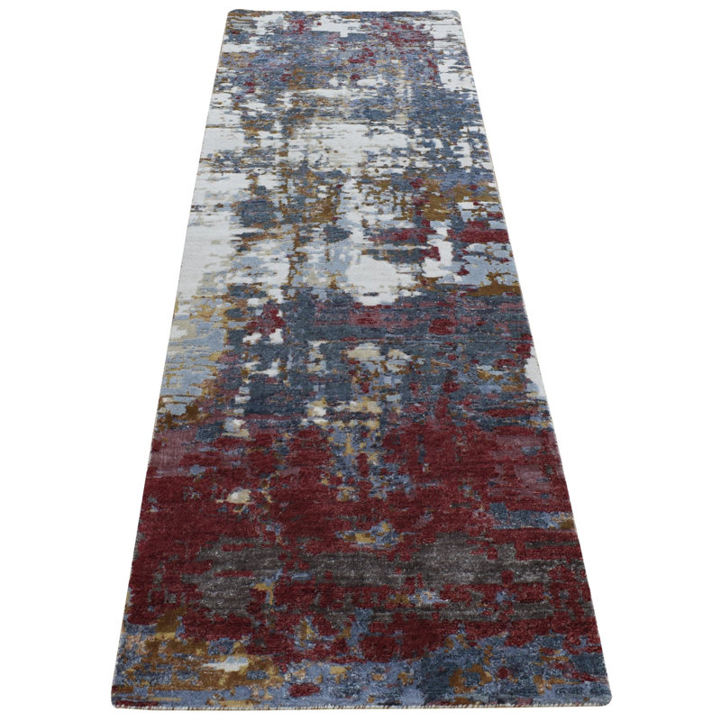 Tapis de couloir rouge en soie 2 pi 7 po x 8 pi 1 po Stackpole One-of-a-Kind