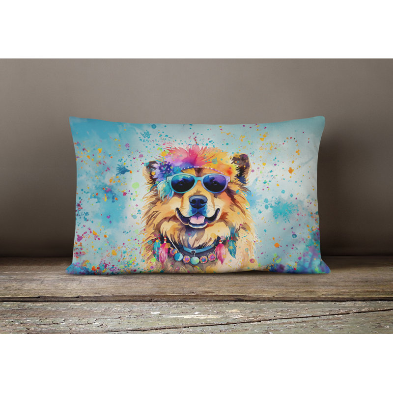 Chow Chow Hippie Dawg Fabric Decorative Pillow