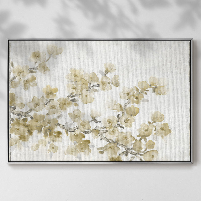 " Neutral Cherry Blossom Composition II ", 17" H x 25" W x 2" D, Silver