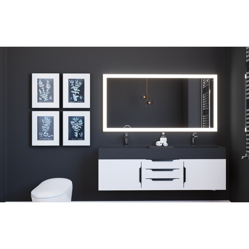 Miroir de salle de bain Jozefina avec lumière DEL à intensité variable, H 30 po x l 60 po x P 2 po