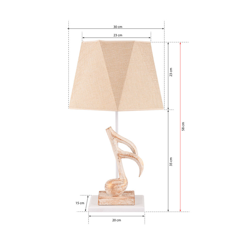 Lampe de table en métal, Beige / Blanc, Beige