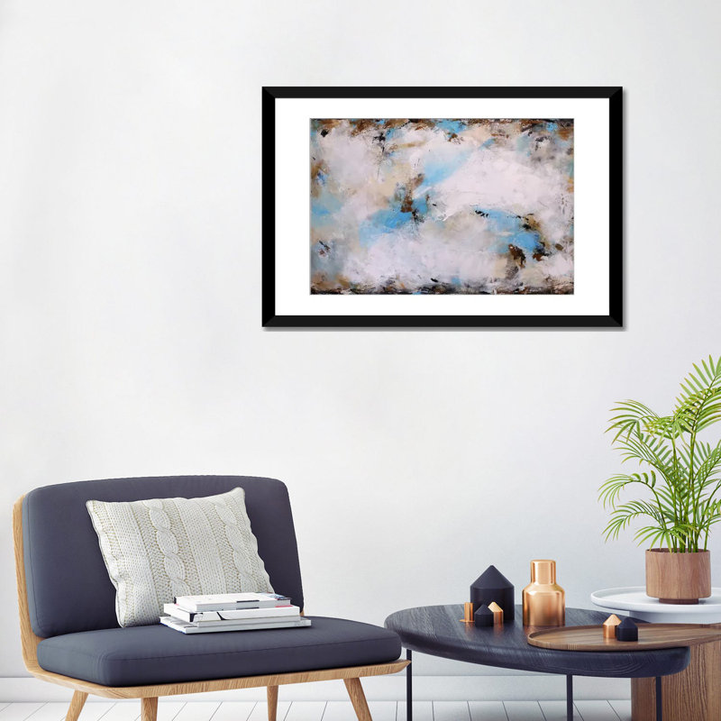 « blue harmonie », impression sur toile, H 16 po x l 24 po x P 1 po, Papier d'art encadré noir, Blanc