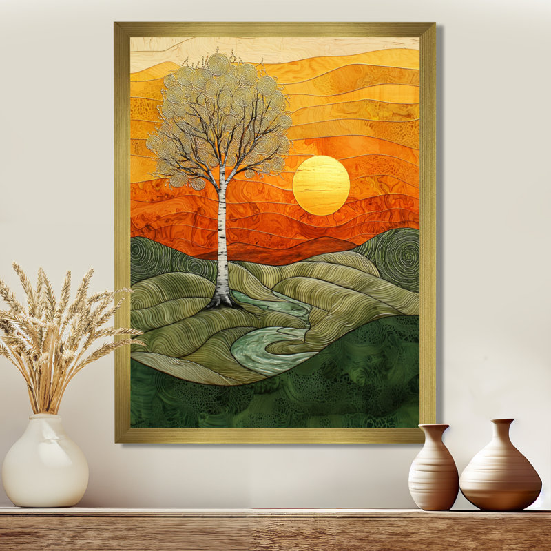 Whittlesey - paysages, impressions d'art mural, H 32 po x l 16 po, Avec cadre, Or