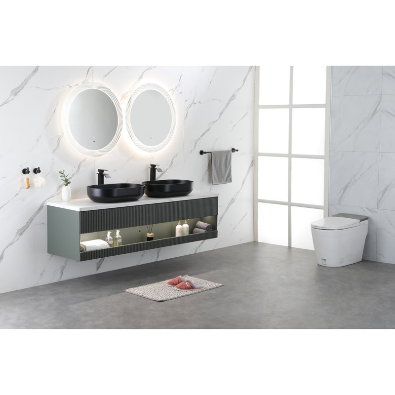 Oval 24"X14" Bathroom Sink For Lavatory - Matte Black Abs, Construction Vessel Fashion Forward Design