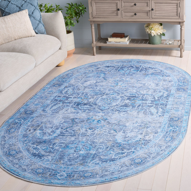 Ahlyvia Oriental Purple/Blue Area Rug, Oval 5' x 8'