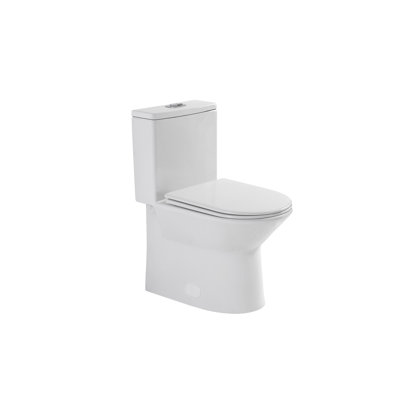 Compliant Toilet, 17" Height, 1.1/1.6 Dual Flush, Rimless Bowl, Soft Closing Seat, Gloss White, 12" Rough-in, Close Maintenance-