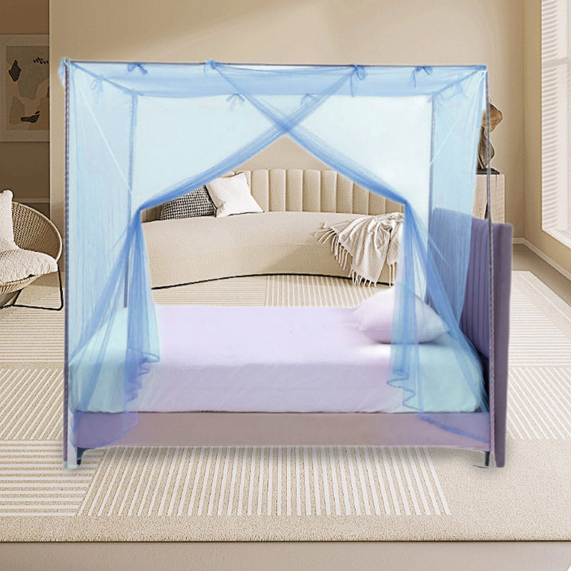 Moustiquaire de tente pour lit à ouverture latérale d'un côté Filet de rideau pour décoration de chambre à coucher pour lit simple sans cadre de lit