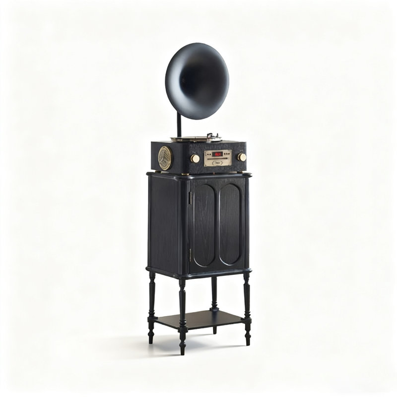 Mid-Century Style White Wax Vinyl Record Player
