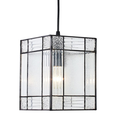 22cm H Glass Square Pendant Shade ( Screw On ) in Clear