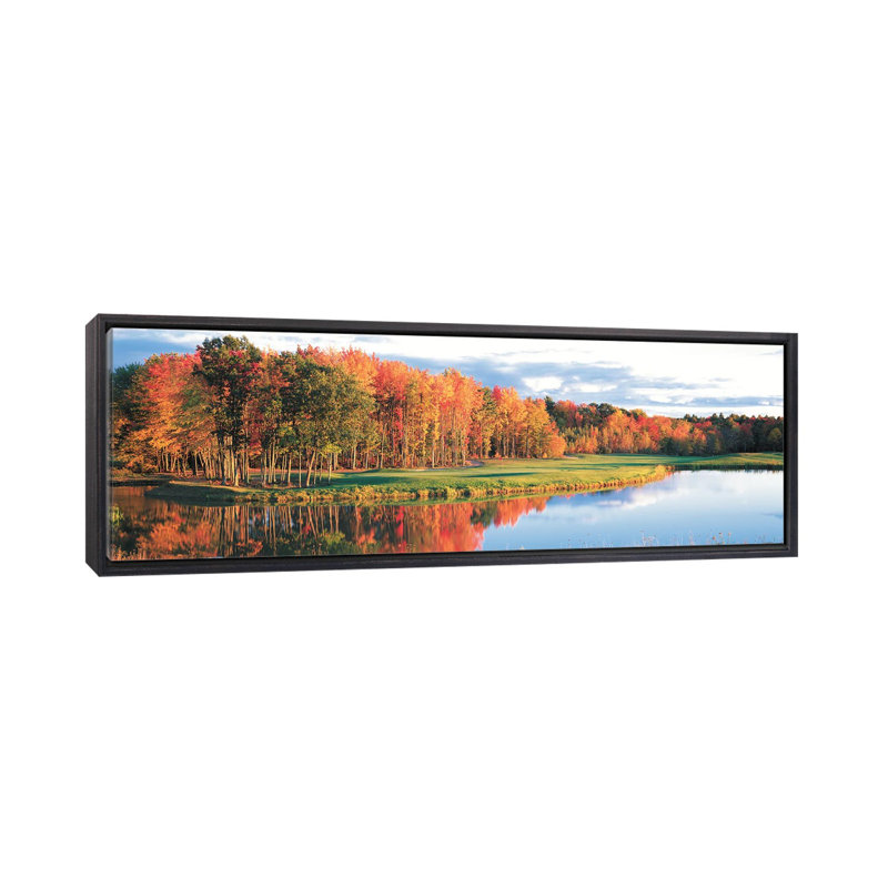 «Fall Golf Course, New England, USA», reproduction d'art mural encadrée, H 20 po x l 60 po, Noir patiné