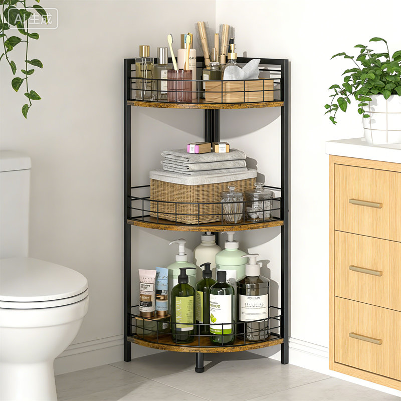 3-Tier Triangular Corner Shelf Stand, Free-Standing For Small Spaces