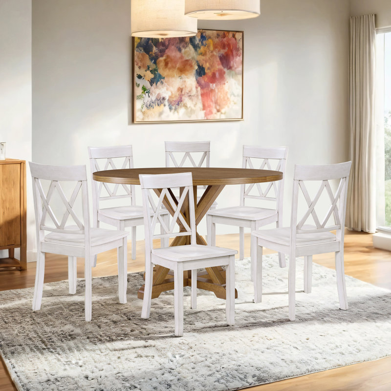 Chaises de salle à manger en bois de 17 po de large Brookner, Blanc antique, 6