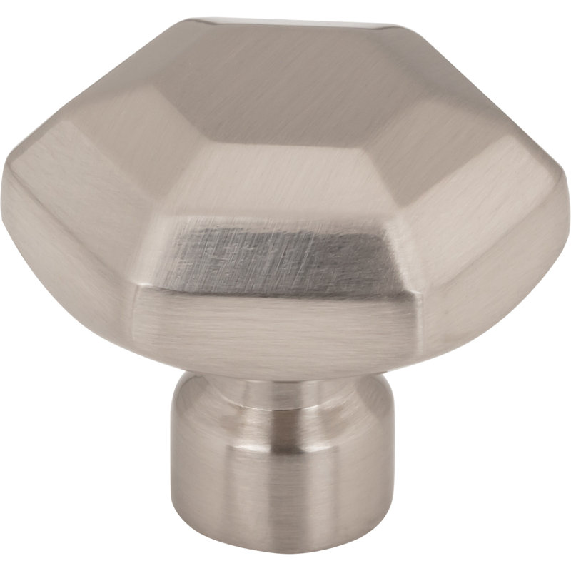 1 1/4" Length Geometric Knob, Brushed Satin Nickel