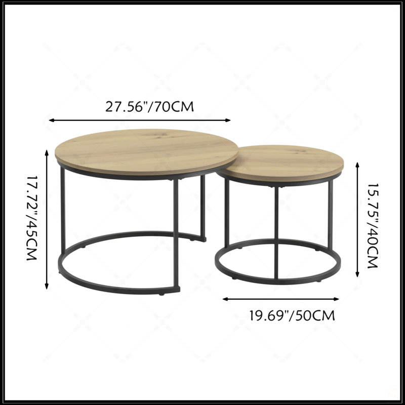 Nesting Coffee Table Set Of 2, Brown, Wood